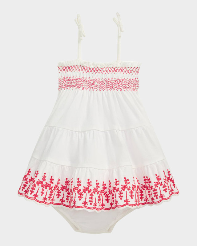 Girl's Eyelet Embroidered Dress W/ Bloomers, Size 3M-24